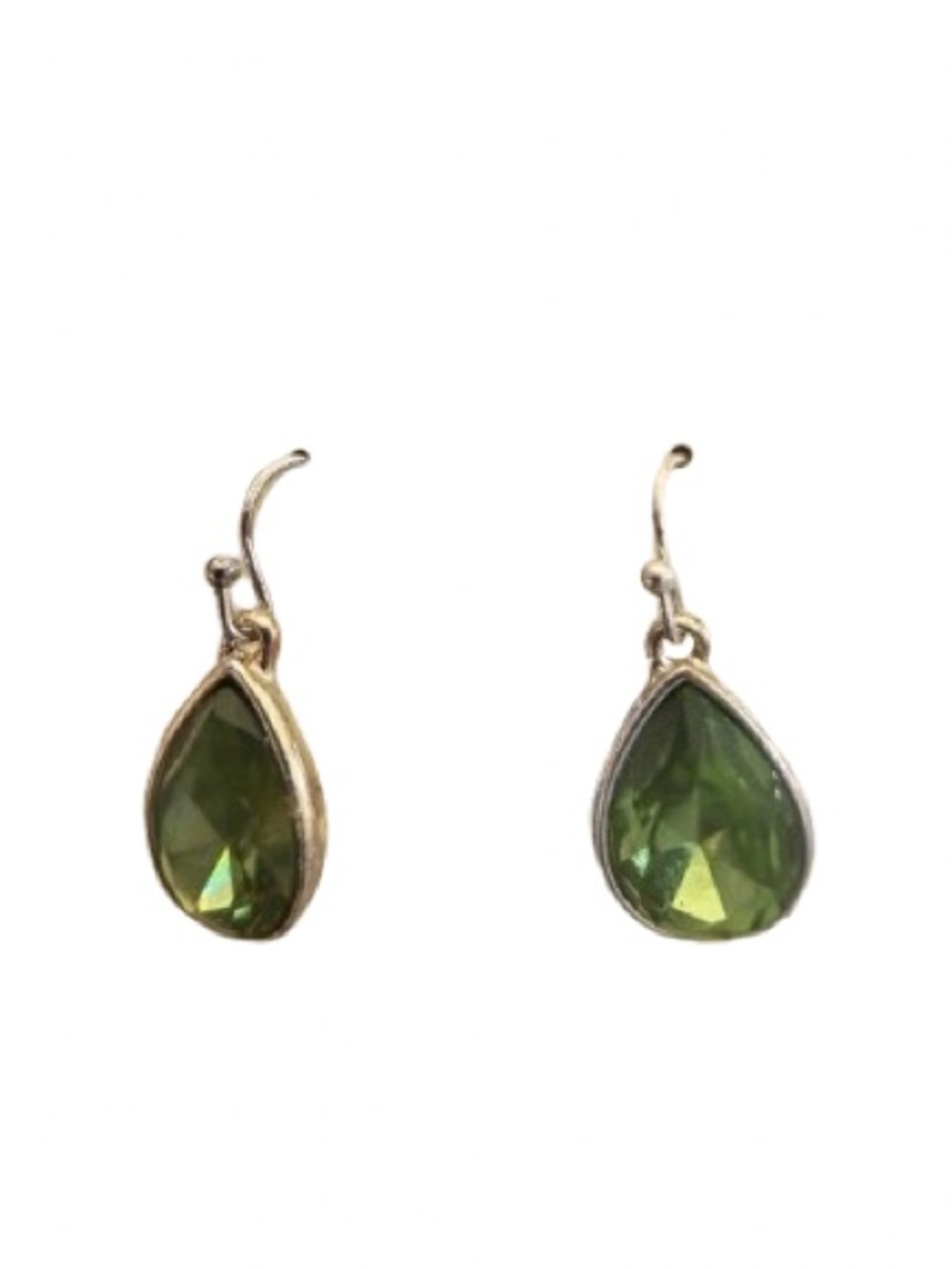 Nine West Silver-Tone Green Teardrop Dangle Earrings
